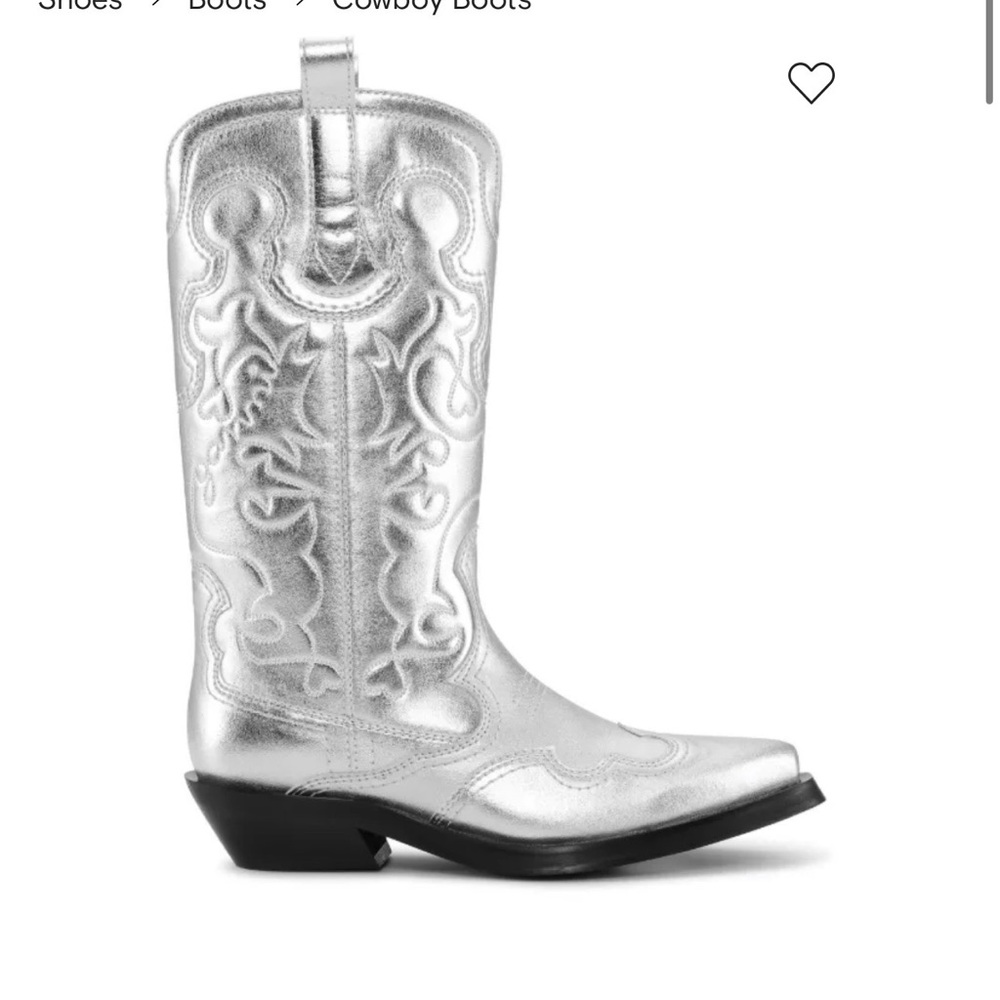 Ganni metallic leather western boots